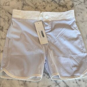 Boys Swim Boardshort 7/8 Shorts Light Blue/Lavender with White Trim